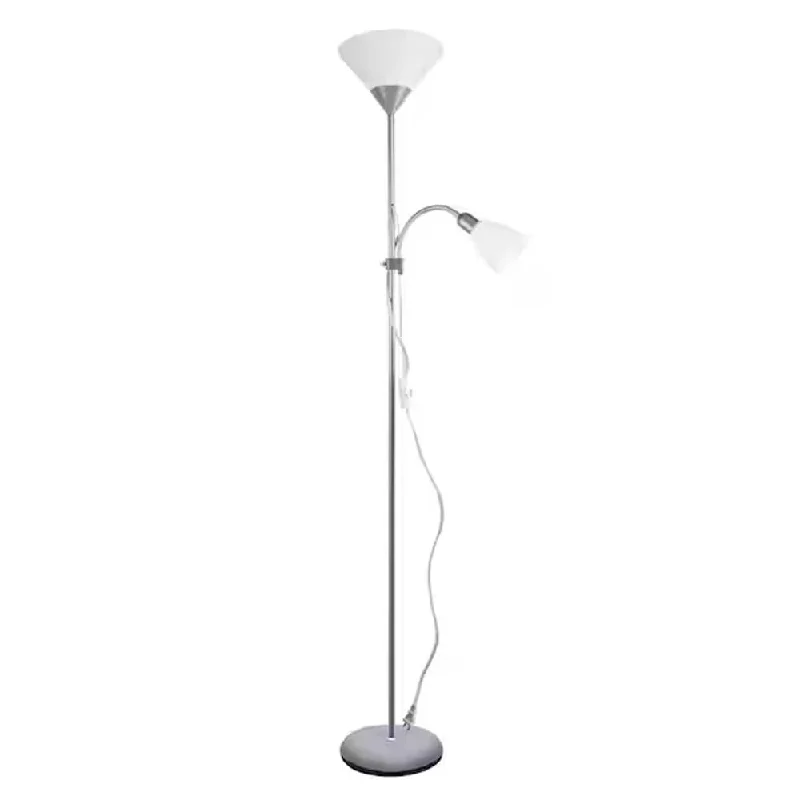 Rustic Farmhouse Style Floor Lamp for Cozy BedroomsSilver Torchiere Floor Lamp with Reading Light, Standing Pole Light - 9" x 70" Rustic Farmhouse Style Floor Lamp for Cozy BedroomsSilver Torchiere Floor Lamp with Reading Light, Standing Pole Light - 9" x 70"