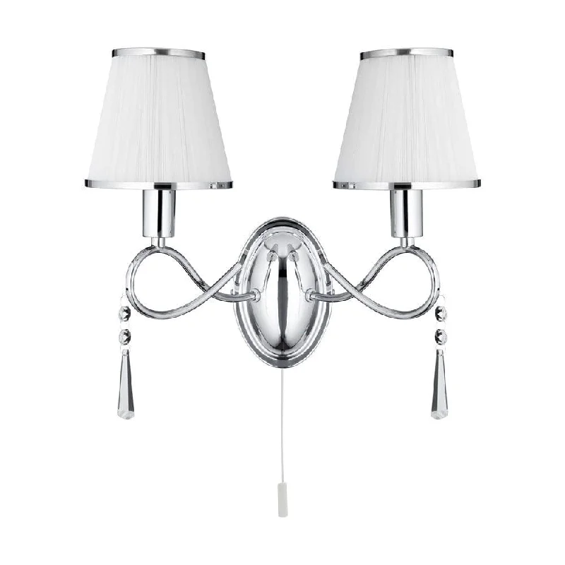 Rustic Farmhouse Style Floor Lamp for Cozy BedroomsSimplicity 2 Light Chrome Wall Light - White Shades Rustic Farmhouse Style Floor Lamp for Cozy BedroomsSimplicity 2 Light Chrome Wall Light - White Shades