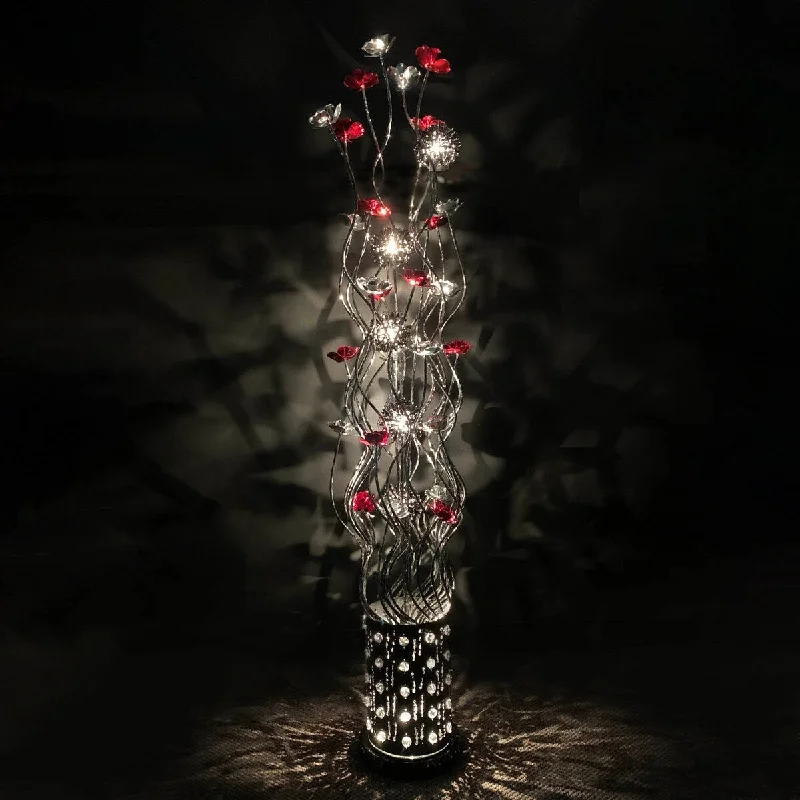Fabric Floor Lamp with a Linen Shade for a Relaxed AestheticSpectacular 61" Black & Red Metal Floral 7-Light Showpiece Fabric Floor Lamp with a Linen Shade for a Relaxed AestheticSpectacular 61" Black & Red Metal Floral 7-Light Showpiece