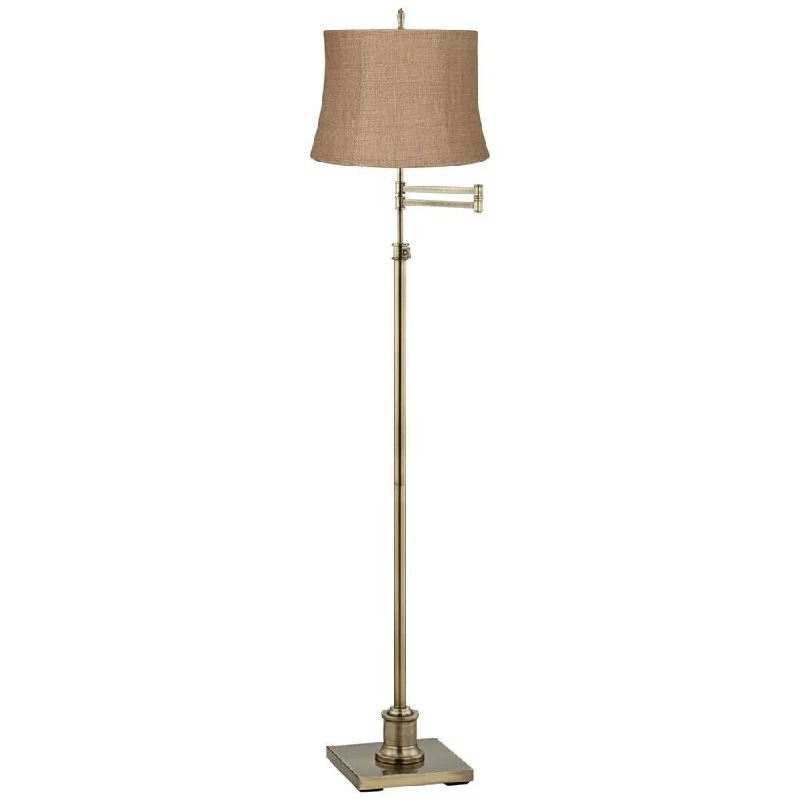 Glass Floor Lamp with Frosted Shades for Soft Diffused LightSwing Arm Floor Lamp Antique Brass Natural Burlap Drum Living Room - 27" x 70" Glass Floor Lamp with Frosted Shades for Soft Diffused LightSwing Arm Floor Lamp Antique Brass Natural Burlap Drum Living Room - 27" x 70"