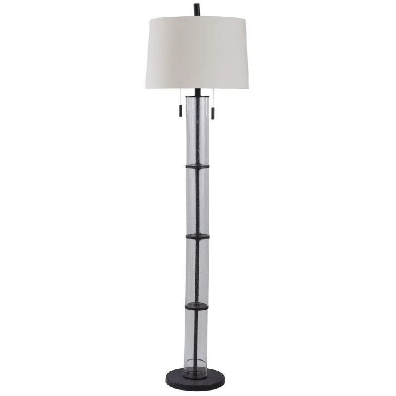 Adjustable Height Floor Lamp for Versatile Lighting NeedsTerra 1-light Oil Rubbed Bronze with Clear Seeded Glass Encased Stem Floor Lamp with White Drum Shade