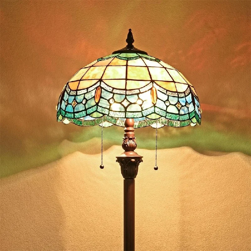Dimmable Floor Lamp for Adjustable Lighting AmbianceTiffany Floor Lamp 65" Tall Blue Stained Glass Light Fixture - 16" x 64" Dimmable Floor Lamp for Adjustable Lighting AmbianceTiffany Floor Lamp 65" Tall Blue Stained Glass Light Fixture - 16" x 64"