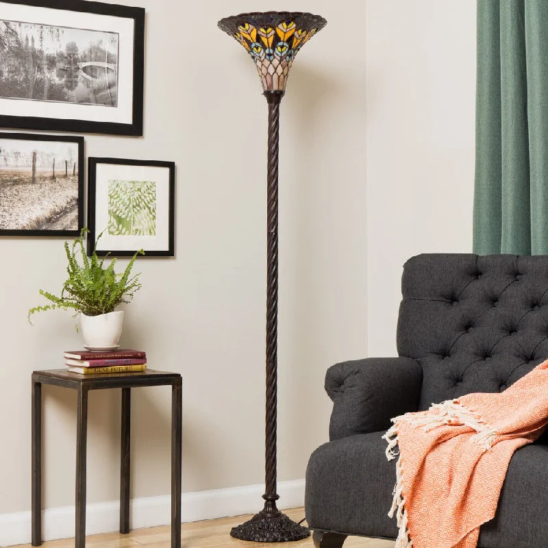 USB Charging Port Floor Lamp for Convenient Device ChargingTiffany-style Peacock Torchiere USB Charging Port Floor Lamp for Convenient Device ChargingTiffany-style Peacock Torchiere