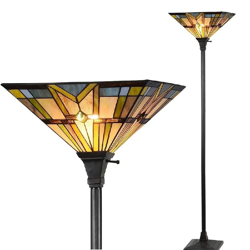 Metal Floor Lamp with a Matte Black Finish for a Sleek LookTiffany Torchiere Floor Lamps Vintage Antique Stained Glass Standing - 12" x 69" Metal Floor Lamp with a Matte Black Finish for a Sleek LookTiffany Torchiere Floor Lamps Vintage Antique Stained Glass Standing - 12" x 69"