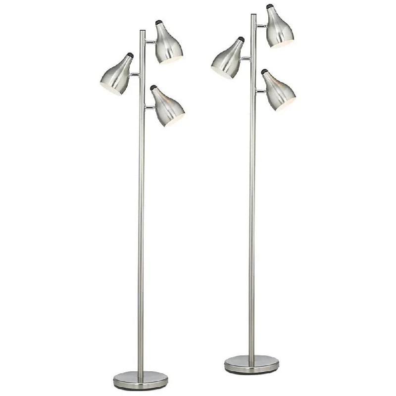 Marble Base Floor Lamp for a Touch of LuxuryTrac 3-Light Brushed Steel Modern Tree-Style Floor Lamps Set of 2 - 10" x 64" Marble Base Floor Lamp for a Touch of LuxuryTrac 3-Light Brushed Steel Modern Tree-Style Floor Lamps Set of 2 - 10" x 64"