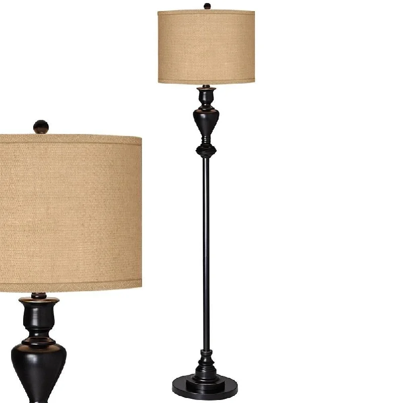 Victorian Style Floor Lamp for Traditional and Elegant InteriorsTraditional Floor Lamp Black Bronze Woven Burlap Shade - 13" x 58" Victorian Style Floor Lamp for Traditional and Elegant InteriorsTraditional Floor Lamp Black Bronze Woven Burlap Shade - 13" x 58"