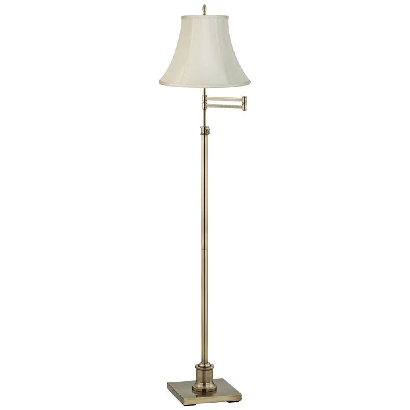 Bohemian Inspired Floor Lamp for Eclectic Home DecorTraditional Swing Arm Floor Lamp Antique Brass Creme Bell Shade - 14" x 70" Bohemian Inspired Floor Lamp for Eclectic Home DecorTraditional Swing Arm Floor Lamp Antique Brass Creme Bell Shade - 14" x 70"