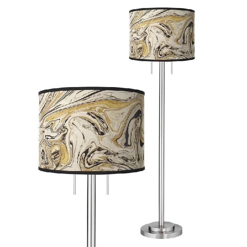 Industrial Style Floor Lamp with Exposed Bulbs for Loft ApartmentsVenetian Marble Brushed Nickel Garth Floor Lamp - 18" x 63" Industrial Style Floor Lamp with Exposed Bulbs for Loft ApartmentsVenetian Marble Brushed Nickel Garth Floor Lamp - 18" x 63"