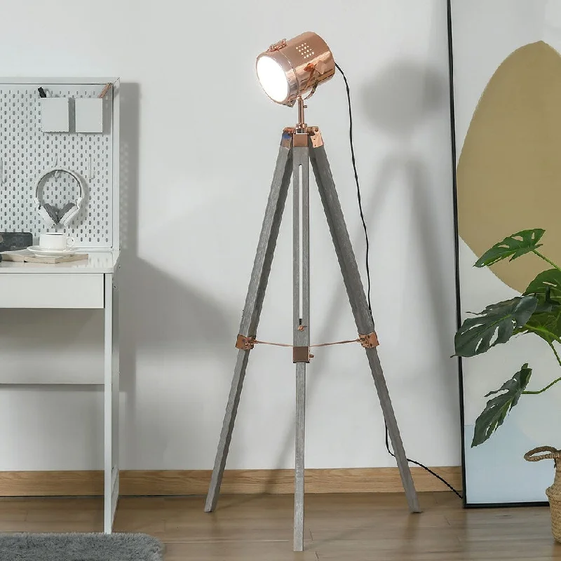 Bohemian Inspired Floor Lamp for Eclectic Home DecorVintage Tripod Floor Lamp Wooden Spotlight Searchlight Adjustable - 1 Bohemian Inspired Floor Lamp for Eclectic Home DecorVintage Tripod Floor Lamp Wooden Spotlight Searchlight Adjustable - 1