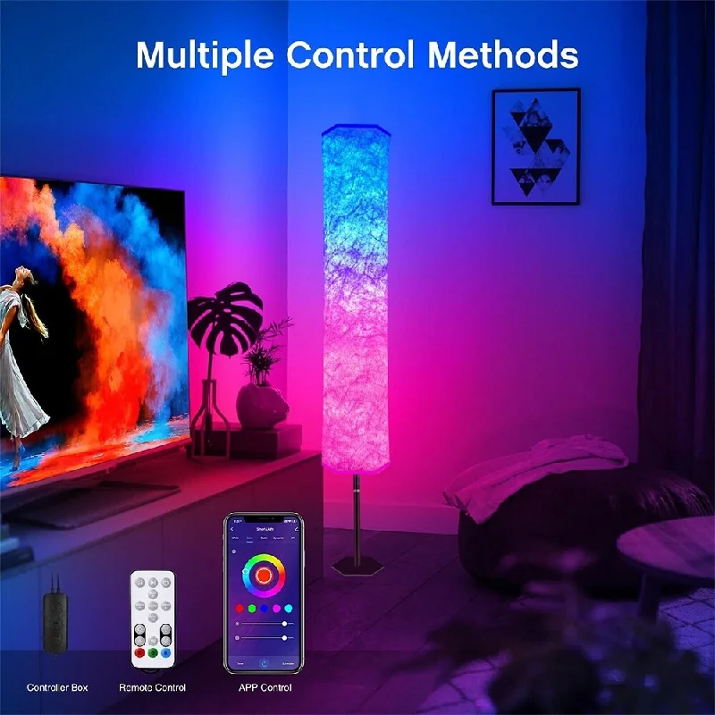 Metal Floor Lamp with a Matte Black Finish for a Sleek LookVoice Smart Floor Lamp Soft Light RGB Dimmable LED Living Room Party - 1 Metal Floor Lamp with a Matte Black Finish for a Sleek LookVoice Smart Floor Lamp Soft Light RGB Dimmable LED Living Room Party - 1