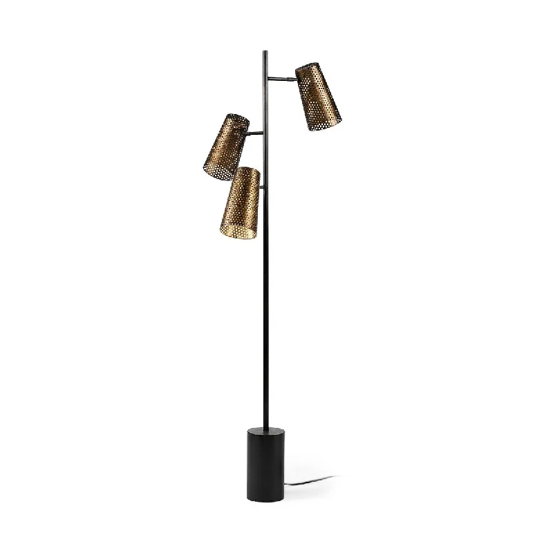 Metal Floor Lamp with a Matte Black Finish for a Sleek LookWesley III Gold & Black Metal Three Light Floor Lamp - 17"W x 17"D x 65"H Metal Floor Lamp with a Matte Black Finish for a Sleek LookWesley III Gold & Black Metal Three Light Floor Lamp - 17"W x 17"D x 65"H