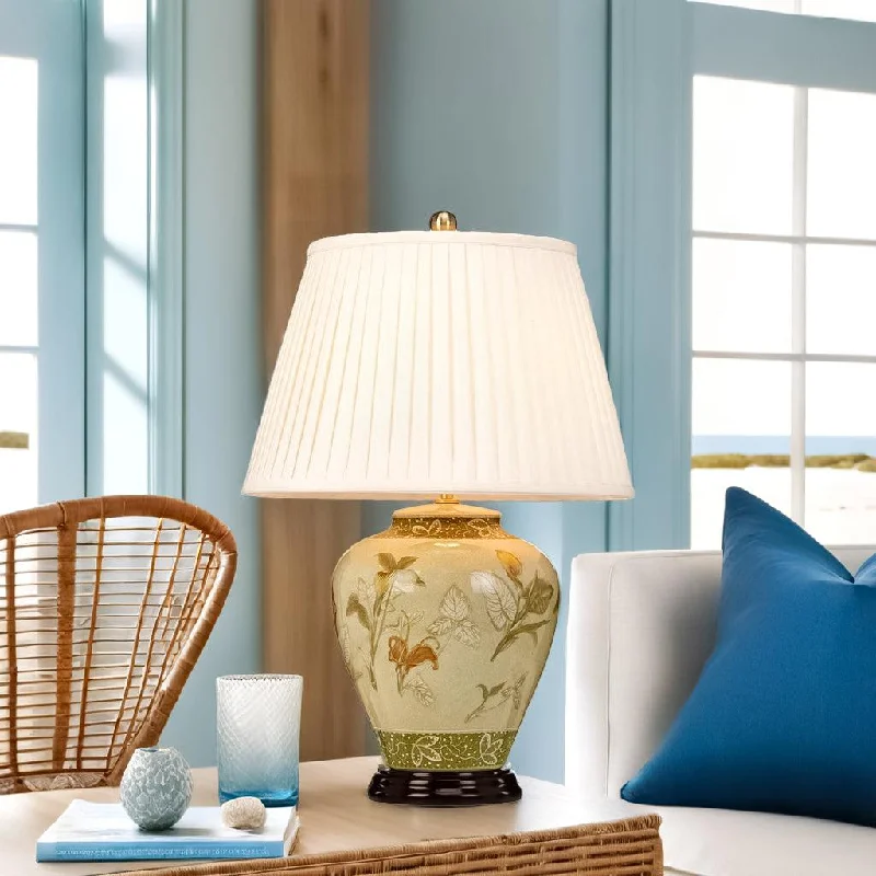 leather table lamps with a distressed texture for a rugged charmArum Lily Table Lamp Green and Cream ELS.ARUM-LILY-TL Elstead Lighting
