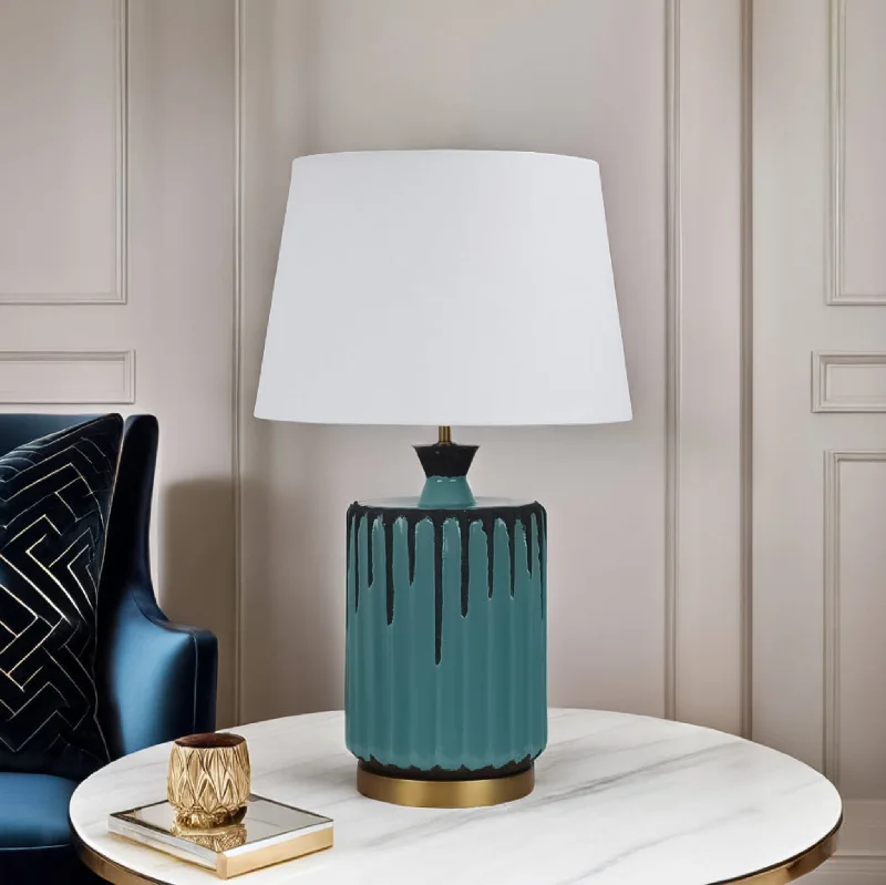 wooden table lamps with natural grain for a warm and organic feelAzure Table Lamp Ancient Jar Aged Aqua Finish