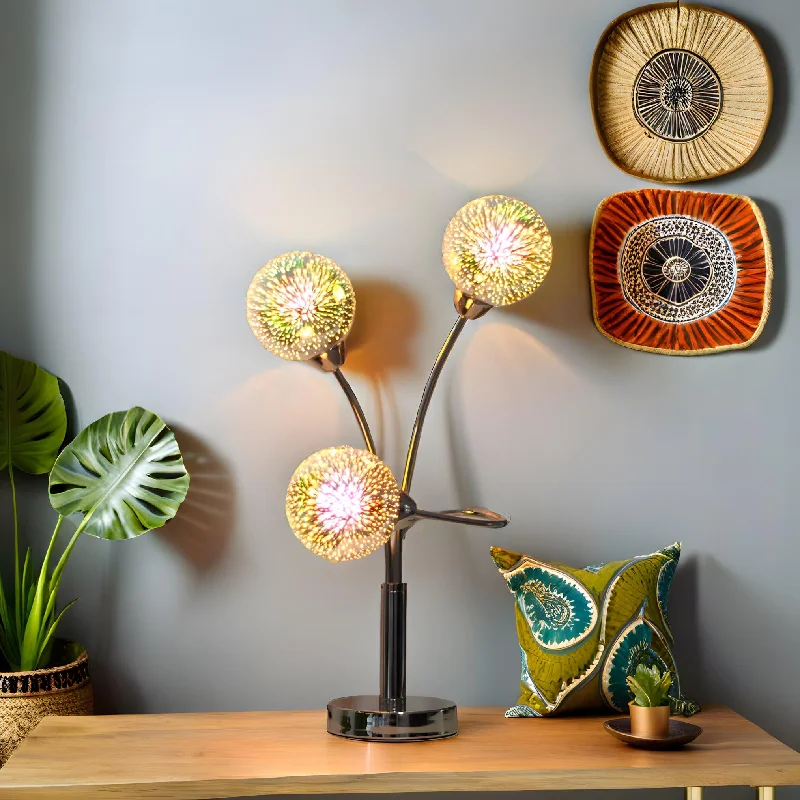 bohemian table lamps with colorful patterns for eclectic bedroomsElla Futuristic Sphere, Metal Table Lamp - Chrome, Glass Shade, 480mm High, PL0238 bohemian table lamps with colorful patterns for eclectic bedroomsElla Futuristic Sphere, Metal Table Lamp - Chrome, Glass Shade, 480mm High, PL0238