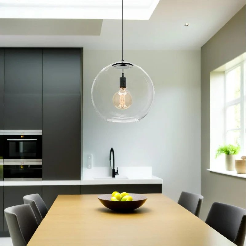 Industrial Style Ceiling Lights with Exposed Bulbs and Metal CagesContemporary Round Glass Pendant Light (Small or Large) Industrial Style Ceiling Lights with Exposed Bulbs and Metal CagesContemporary Round Glass Pendant Light (Small or Large)