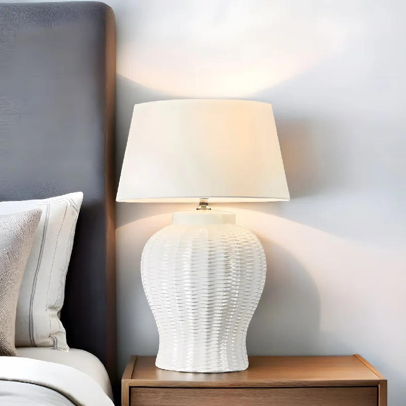 rustic farmhouse table lamps for cozy kitchensDrawbridge Table Lamp in White