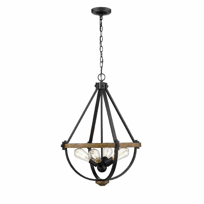 Art Deco Ceiling Lights with Geometric Patterns and Metallic FinishesEllijay Pendant - Matte Black / Wood Tone - 20in. Diameter - E26 Medium Base Art Deco Ceiling Lights with Geometric Patterns and Metallic FinishesEllijay Pendant - Matte Black / Wood Tone - 20in. Diameter - E26 Medium Base