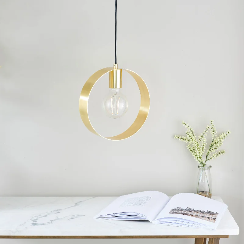 Art Deco Ceiling Lights with Geometric Patterns and Metallic FinishesHoop Pendant