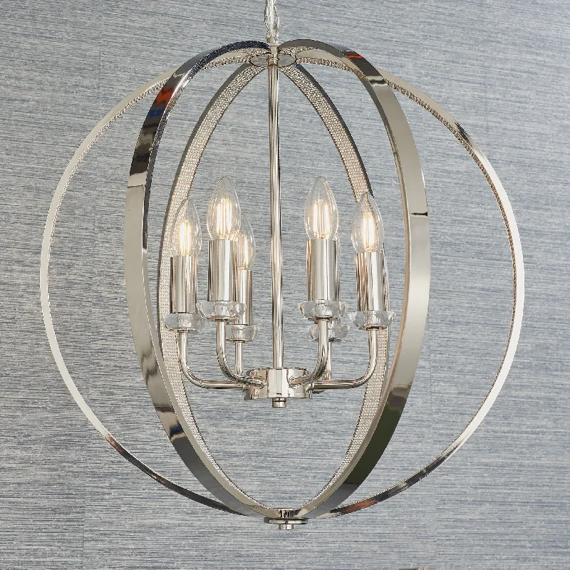Metal Ceiling Lights in Brass, Copper, Stainless Steel, and IronRitz 6lt pendant