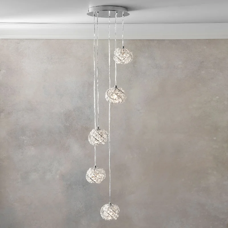 Gothic Ceiling Lights with Dark Metalwork and Pointed ArchesTalia 5lt pendant