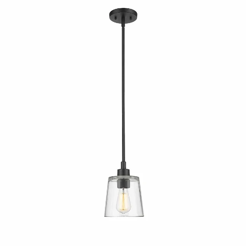Mediterranean - Style Ceiling Lights with Terra - Cotta and Ceramic DetailsEvalon Mini-Pendant - Matte Black - Clear Glass - 6.5in. Diameter - E26 Medium Base Mediterranean - Style Ceiling Lights with Terra - Cotta and Ceramic DetailsEvalon Mini-Pendant - Matte Black - Clear Glass - 6.5in. Diameter - E26 Medium Base