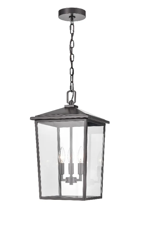 Art Deco Ceiling Lights with Geometric Patterns and Metallic FinishesFetterton Outdoor Hanging Lantern - Powder Coated Bronze - Clear Glass - 11in. Diameter - E12 Candelabra Base