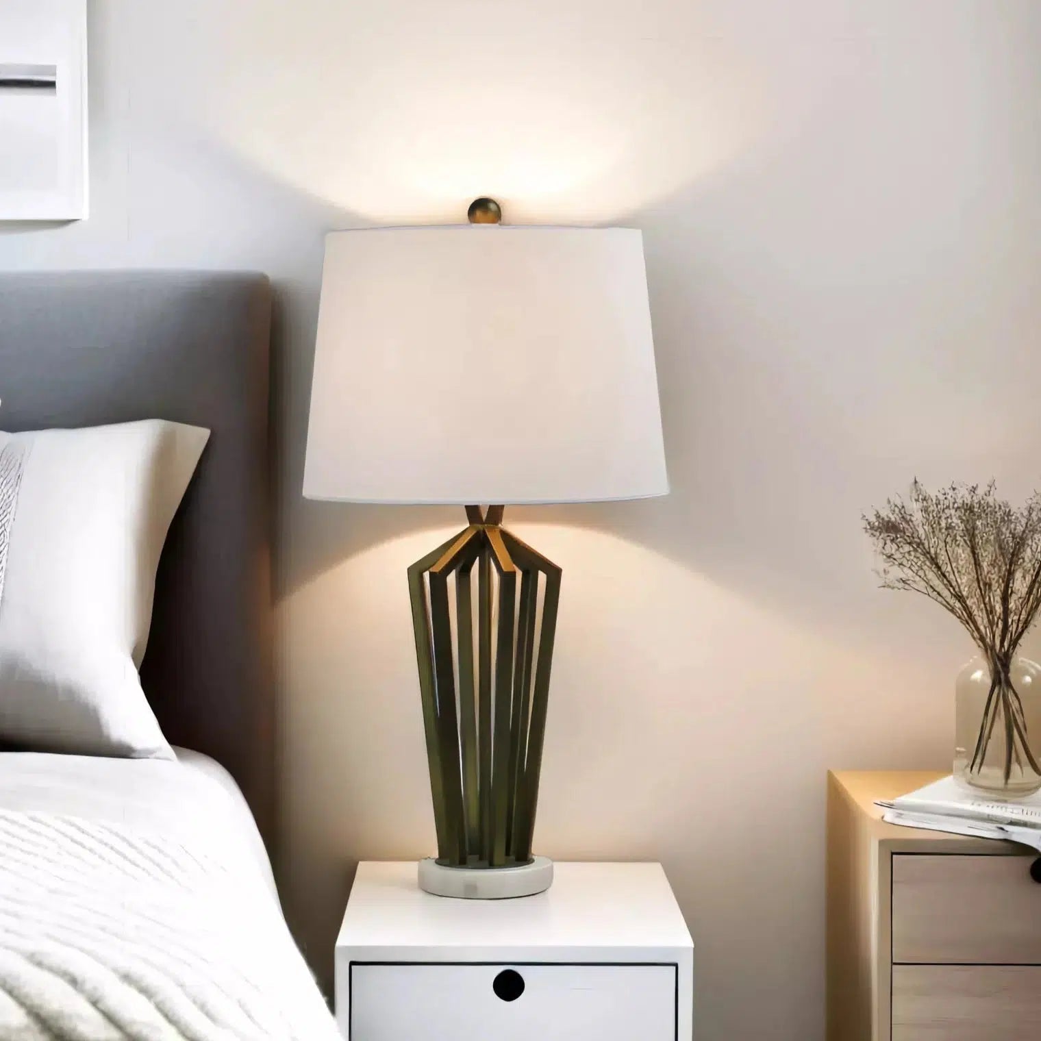 wooden table lamps with natural grain for a warm and organic feelGeometric Metal Table Lamp in Bronze wooden table lamps with natural grain for a warm and organic feelGeometric Metal Table Lamp in Bronze