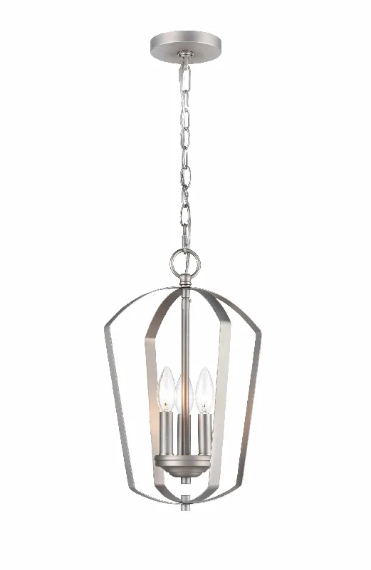 Indian - Themed Ceiling Lights with Intricate Filigree and Mirror WorkIvey Lake Pendant - Satin Nickel - Etched White Glass - 11in. Diameter - E26 Medium Base