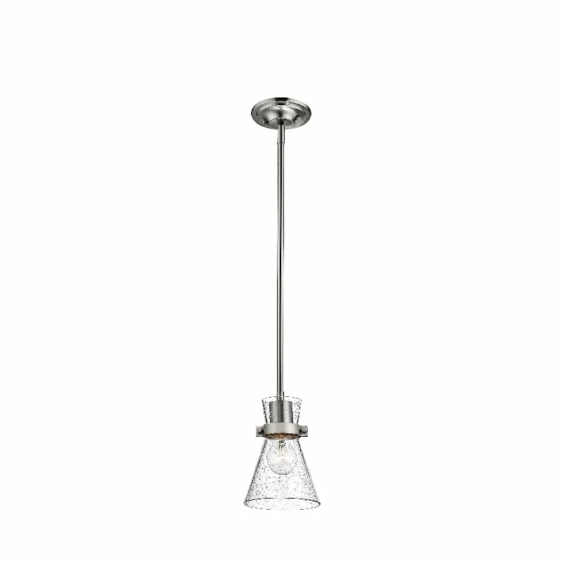 Tropical - Themed Ceiling Lights with Palm - Leaf Shapes and Rattan WrapsLayton Pendant - Brushed Nickel - Clear Seeded Glass - 5.5in. Diameter - E26 Medium Base Tropical - Themed Ceiling Lights with Palm - Leaf Shapes and Rattan WrapsLayton Pendant - Brushed Nickel - Clear Seeded Glass - 5.5in. Diameter - E26 Medium Base