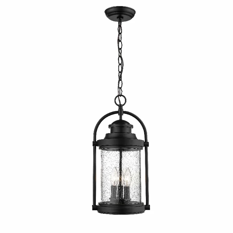 Mid - Century Modern Ceiling Lights with Simple, Sleek LinesLivingston Outdoor Hanging Lantern - Powder Coated Black - Clear Seeded Glass - 8.875in. Diameter - E12 Candelabra Base Mid - Century Modern Ceiling Lights with Simple, Sleek LinesLivingston Outdoor Hanging Lantern - Powder Coated Black - Clear Seeded Glass - 8.875in. Diameter - E12 Candelabra Base