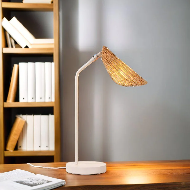fabric table lamps with a linen shade for a relaxed and breathable lookMalta Table Lamp White and Natural Rattan SL98841WH oriel Lighting