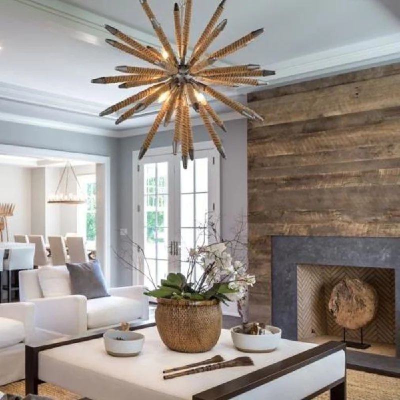 Rustic Ceiling Lights with Reclaimed Wood and Distressed FinishesMazza Pendant Light in Weathered Zinc Hardware and Natural Rope Rustic Ceiling Lights with Reclaimed Wood and Distressed FinishesMazza Pendant Light in Weathered Zinc Hardware and Natural Rope