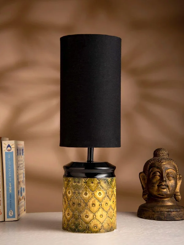 victorian style table lamps with ornate details for traditional homesMetal Diamond Tile Print Lamp with Solid Black Shade victorian style table lamps with ornate details for traditional homesMetal Diamond Tile Print Lamp with Solid Black Shade