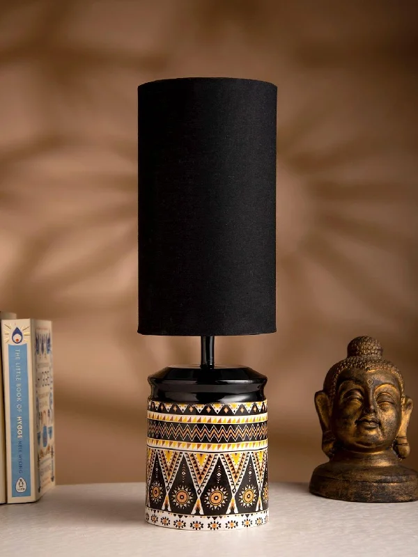 industrial style table lamps with exposed bulbs for loft apartmentsMetal Linear Art Printed Lamp with Solid Black Shade industrial style table lamps with exposed bulbs for loft apartmentsMetal Linear Art Printed Lamp with Solid Black Shade