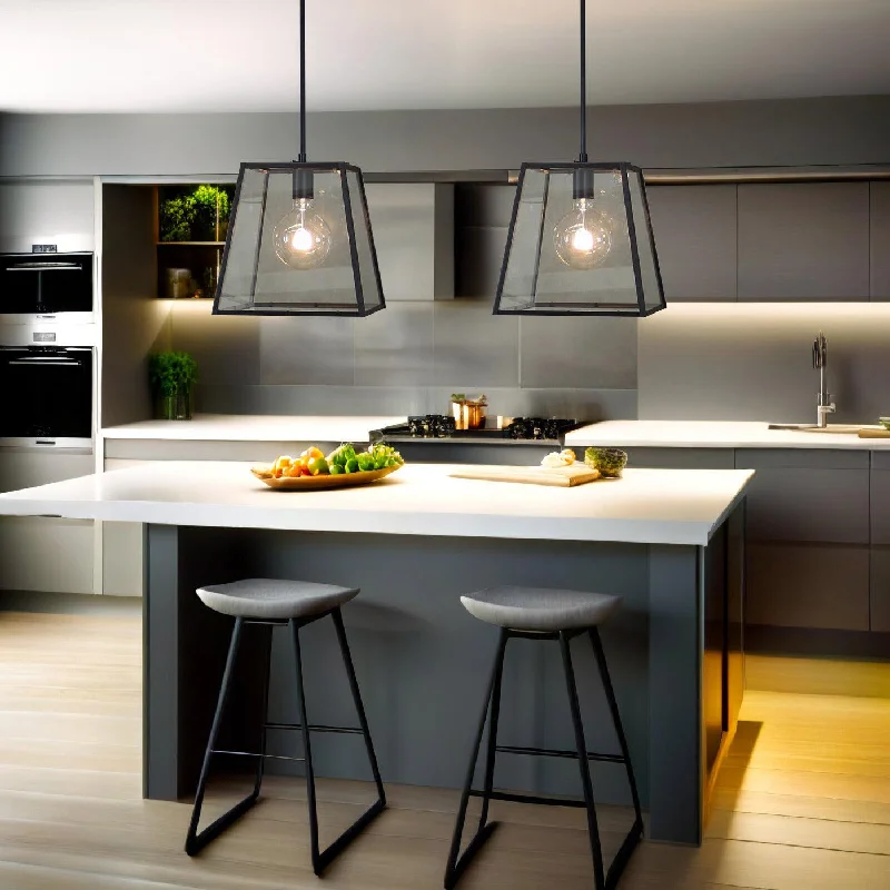 African - Inspired Ceiling Lights with Tribal Patterns and Natural MaterialsEaton Pendant Retro Clear Glass E27 1 Light oriel Lighting - SL64901BK, SL64902BK
