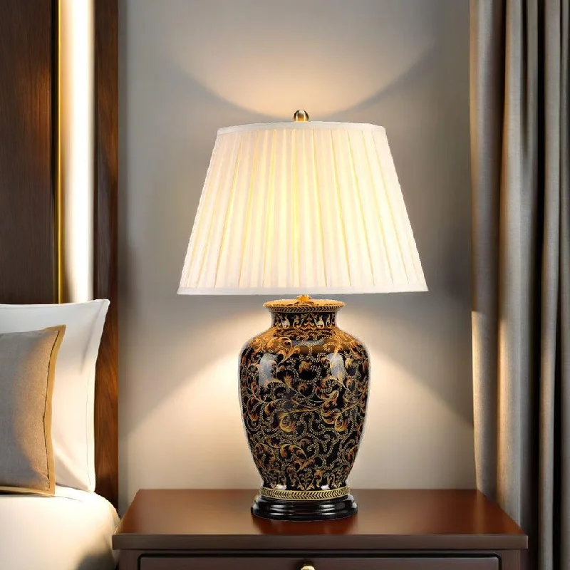 leather table lamps with a distressed texture for a rugged charmMorris Table Lamp Gold/Black ELS.MORRIS-TL  Elstead Lighting