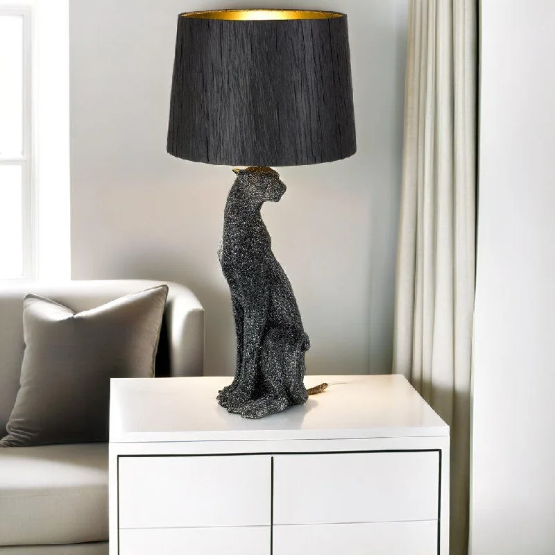 wooden table lamps with natural grain for a warm and organic feelNala Feline Table Lamp in Black or Silver wooden table lamps with natural grain for a warm and organic feelNala Feline Table Lamp in Black or Silver