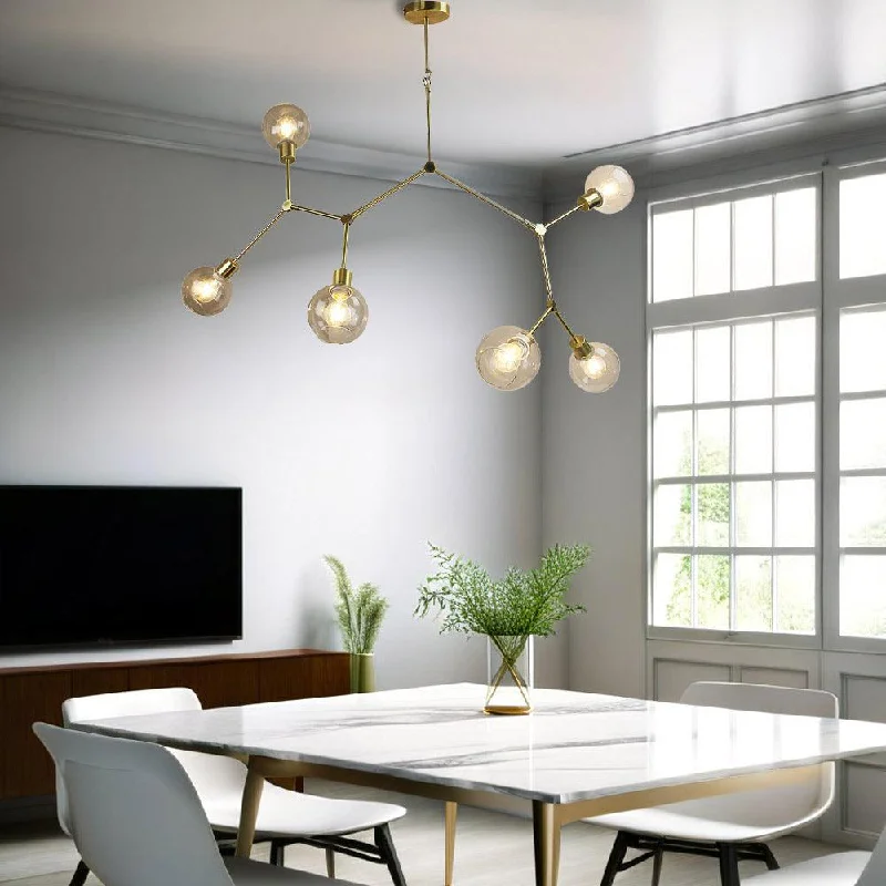 Scandinavian Style Ceiling Lights with Light Wood AccentsContemporary Pendant 6 Light in Brass or Black Scandinavian Style Ceiling Lights with Light Wood AccentsContemporary Pendant 6 Light in Brass or Black