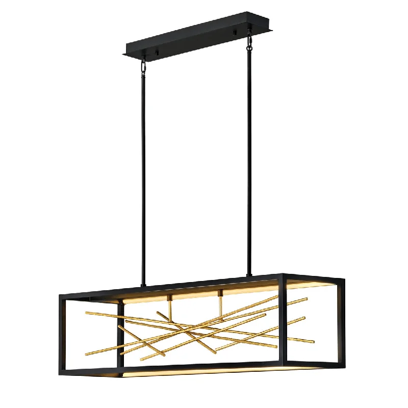 Mid - Century Modern Ceiling Lights with Simple, Sleek LinesQuintiesse Styx LED Linear Pendant Light Black with Gilded Gold Mid - Century Modern Ceiling Lights with Simple, Sleek LinesQuintiesse Styx LED Linear Pendant Light Black with Gilded Gold