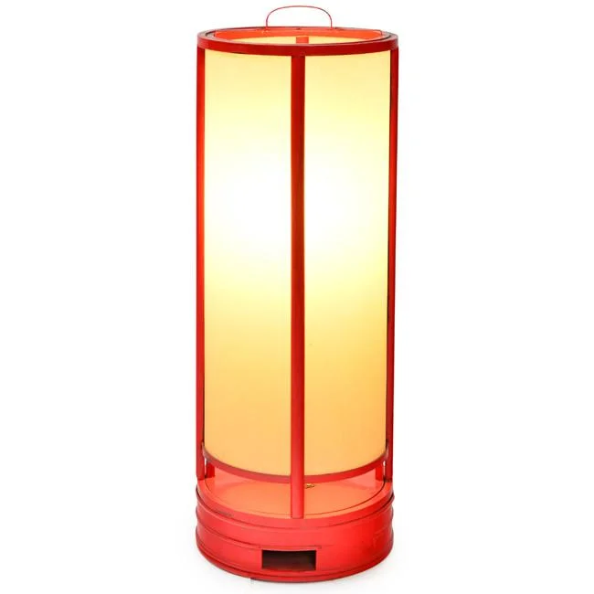 rustic farmhouse table lamps for cozy kitchensRed Cylinder Lantern Table Lamp