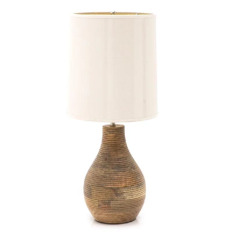 glass table lamps with a frosted surface for soft light diffusionRibbed Wood Table Lamp