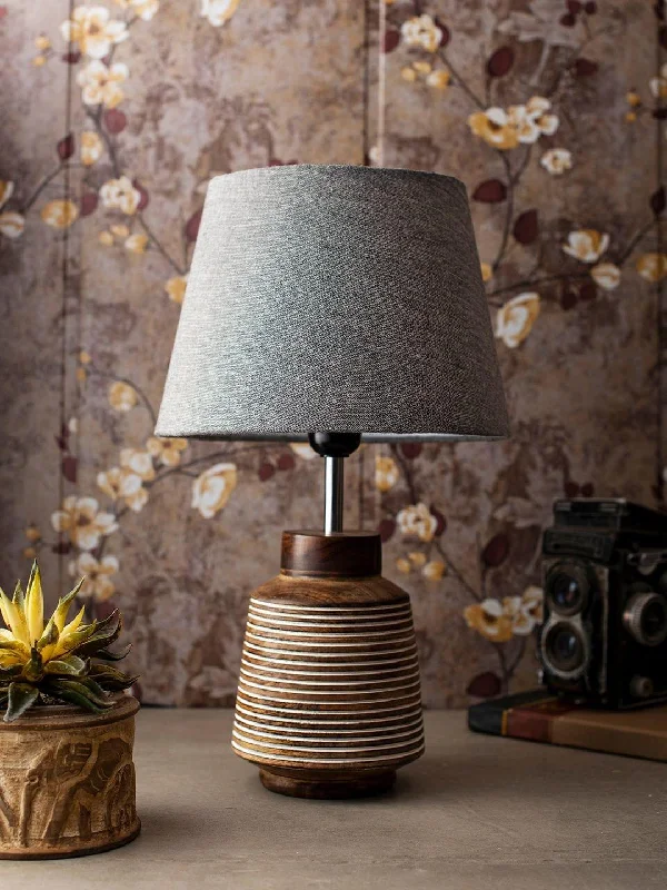 crystal table lamps with dazzling prisms for a glamorous effectRustic Ridged Wooden Lamp with Samre Grey Shade crystal table lamps with dazzling prisms for a glamorous effectRustic Ridged Wooden Lamp with Samre Grey Shade
