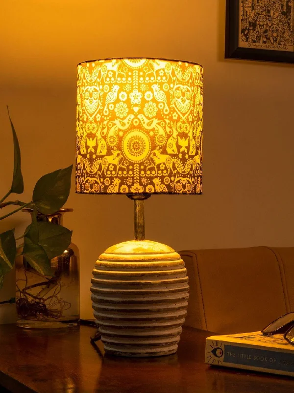 metal table lamps with a matte black finish for a sleek appearanceStripped Distress White Lamp with Indian Art multicolor shade metal table lamps with a matte black finish for a sleek appearanceStripped Distress White Lamp with Indian Art multicolor shade