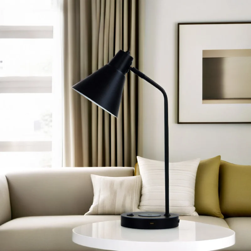 coastal style table lamps with nautical elements for beach housesTarga Desk Lamp with USB and Wireless Charging in Black and White