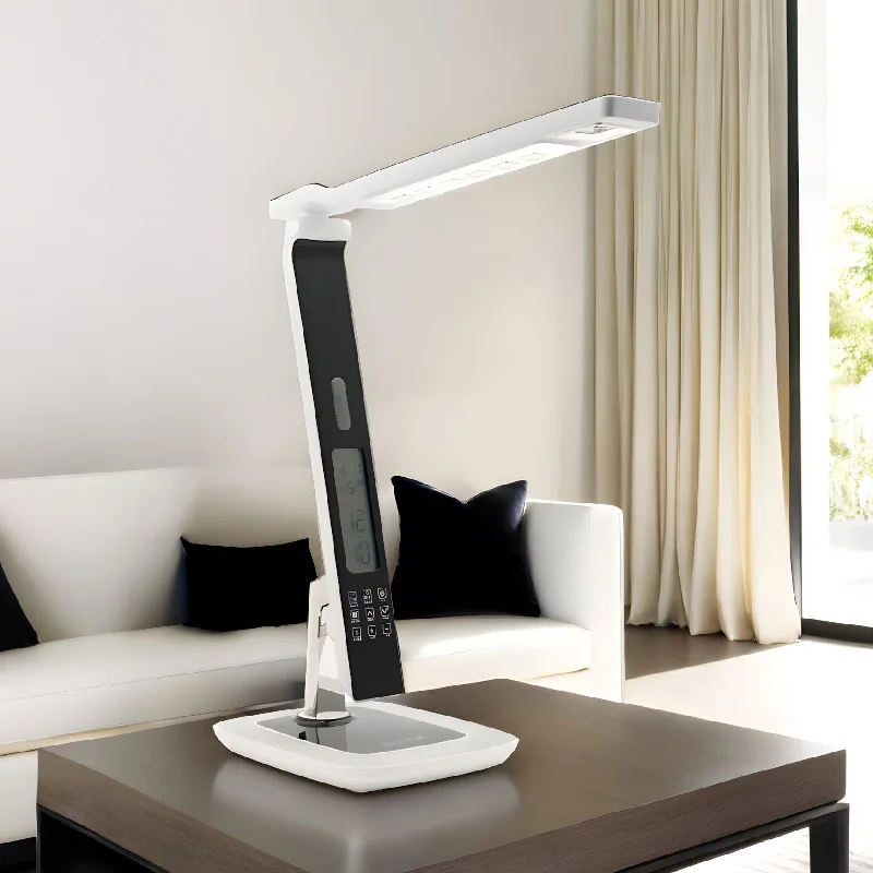 metal table lamps with a matte black finish for a sleek appearanceTempo LED Task Lamp 10w w/ Alarm, Date and Time Functions metal table lamps with a matte black finish for a sleek appearanceTempo LED Task Lamp 10w w/ Alarm, Date and Time Functions