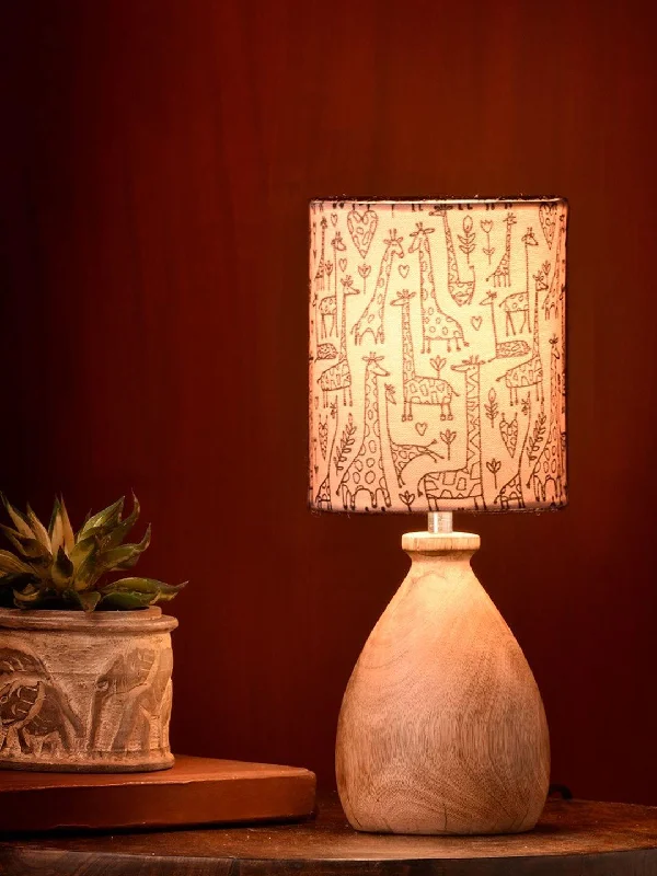 wooden table lamps with natural grain for a warm and organic feelWooden Dome Table Lamp Animal Printed Shade wooden table lamps with natural grain for a warm and organic feelWooden Dome Table Lamp Animal Printed Shade