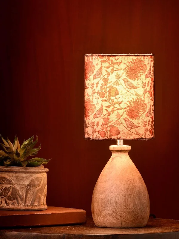 wooden table lamps with natural grain for a warm and organic feelWooden Dome Table Lamp Bird Printed Shade wooden table lamps with natural grain for a warm and organic feelWooden Dome Table Lamp Bird Printed Shade