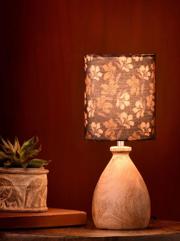 wooden table lamps with natural grain for a warm and organic feelWooden Dome Table Lamp Black Floral Shade wooden table lamps with natural grain for a warm and organic feelWooden Dome Table Lamp Black Floral Shade