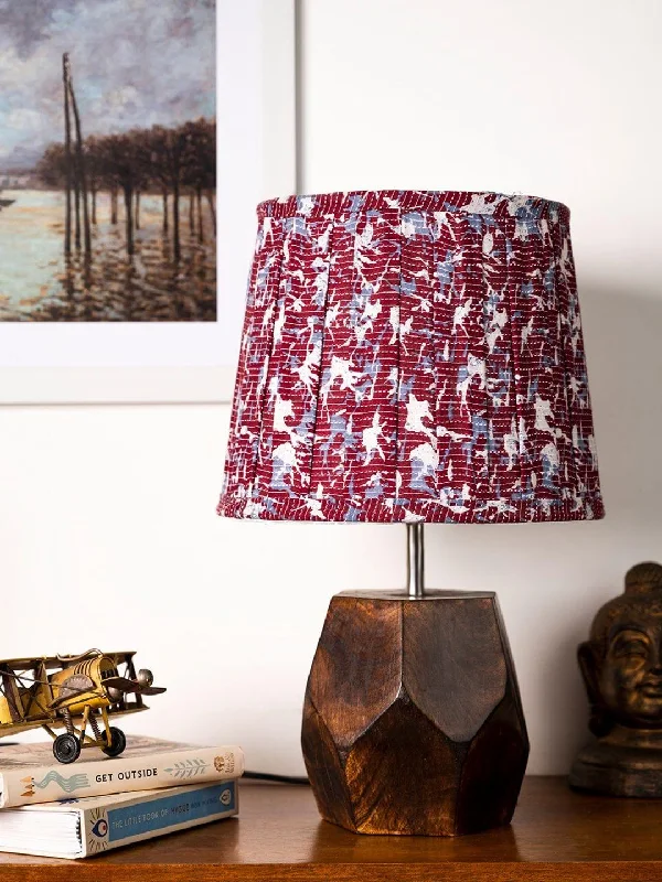 industrial style table lamps with exposed bulbs for loft apartmentsWooden Hexa Lamp with Pleeted Multicolor Maroon Shade industrial style table lamps with exposed bulbs for loft apartmentsWooden Hexa Lamp with Pleeted Multicolor Maroon Shade