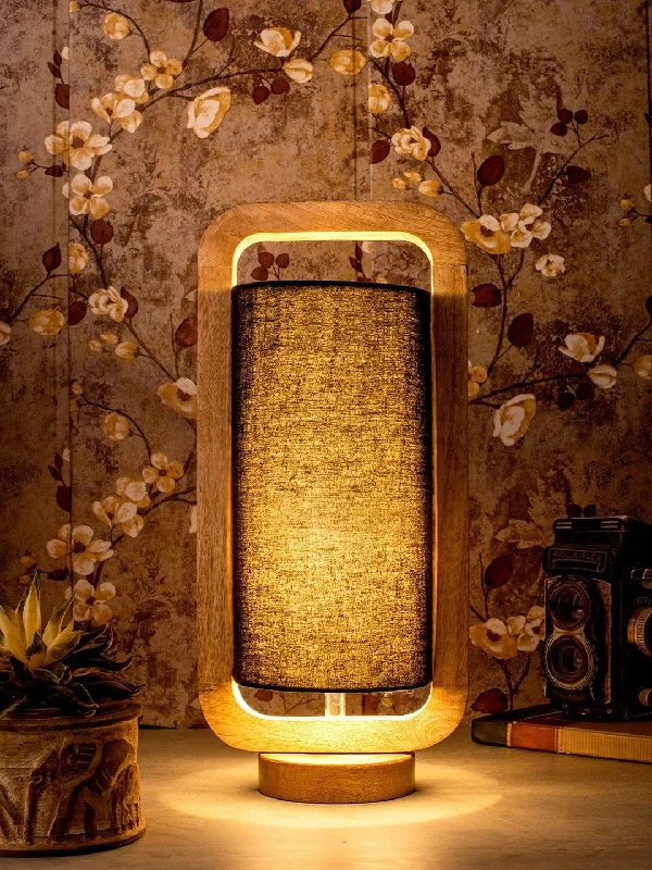 industrial style table lamps with exposed bulbs for loft apartmentsWooden Lantern Lamp with Black Cotton Shade industrial style table lamps with exposed bulbs for loft apartmentsWooden Lantern Lamp with Black Cotton Shade